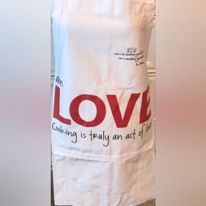Peace Love World, White with Red Love Apron
